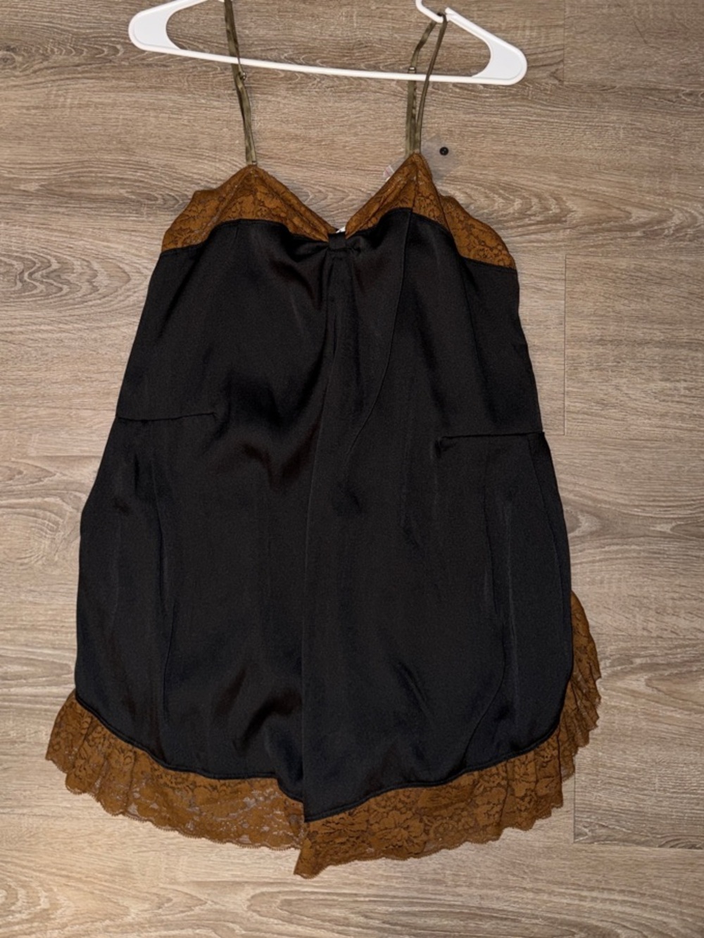 Free People Black Romper with Brown Lace Accent
